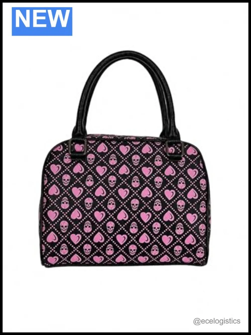 Satchel Crossbody Handbag with Rhinestone Skull Motif and Adjustable Strap